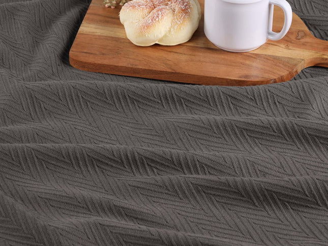 King Charcoal Cotton Woven Chevron Blanket