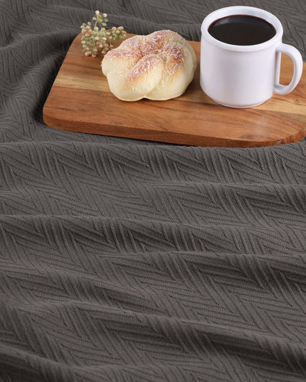 King Charcoal Cotton Woven Chevron Blanket