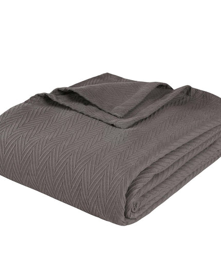 King Charcoal Cotton Woven Chevron Blanket