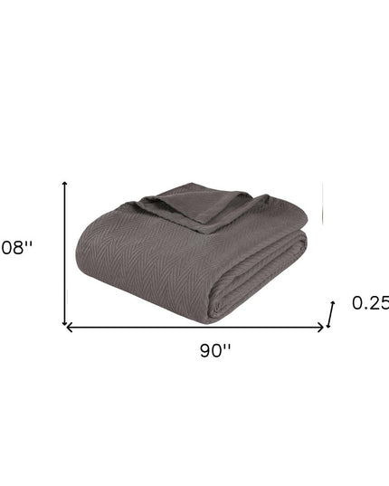 King Charcoal Cotton Woven Chevron Blanket