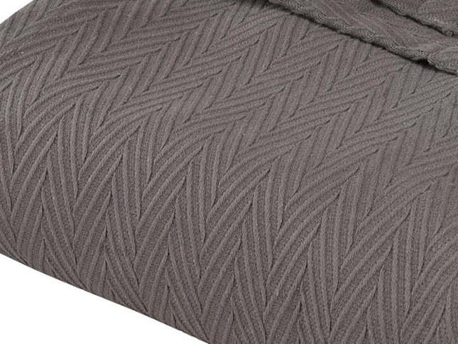King Charcoal Cotton Woven Chevron Blanket