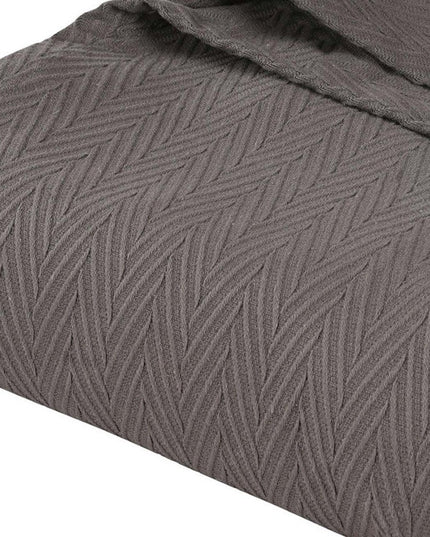 King Charcoal Cotton Woven Chevron Blanket