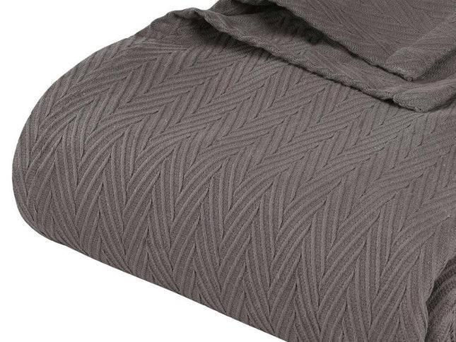 King Charcoal Cotton Woven Chevron Blanket