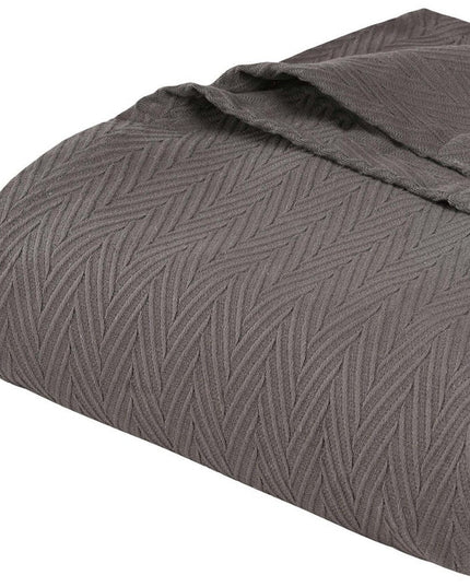 King Charcoal Cotton Woven Chevron Blanket