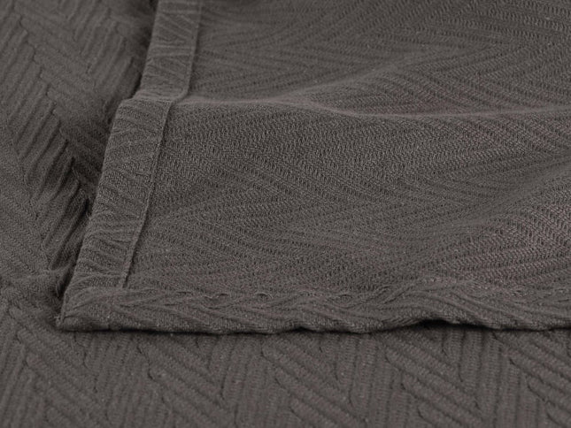 King Charcoal Cotton Woven Chevron Blanket