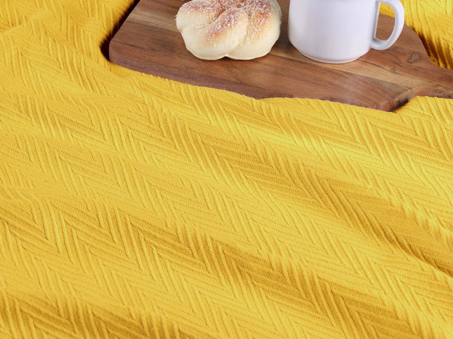 King Gold Cotton Woven Chevron Blanket