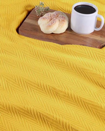 King Gold Cotton Woven Chevron Blanket