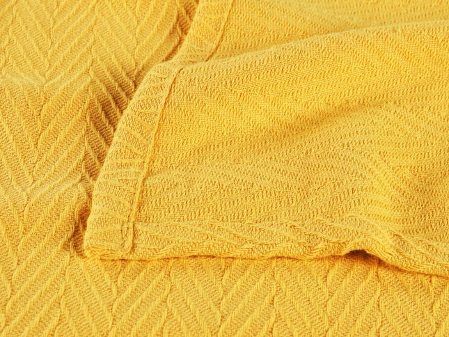 King Gold Cotton Woven Chevron Blanket