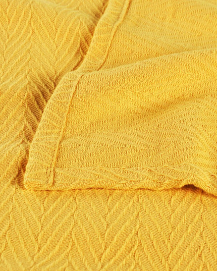 King Gold Cotton Woven Chevron Blanket