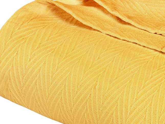 King Gold Cotton Woven Chevron Blanket