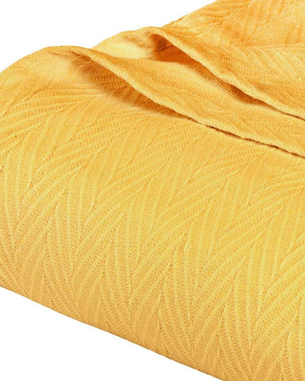 King Gold Cotton Woven Chevron Blanket