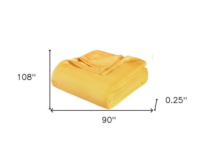 King Gold Cotton Woven Chevron Blanket