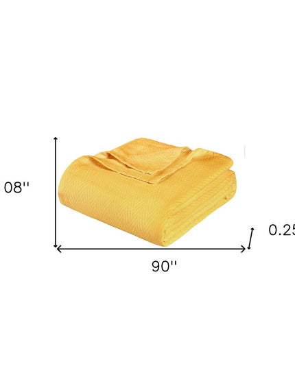 King Gold Cotton Woven Chevron Blanket