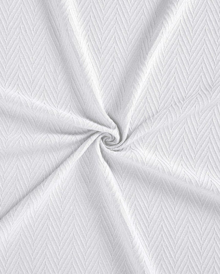 King White Cotton Woven Chevron Blanket