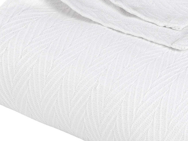 King White Cotton Woven Chevron Blanket