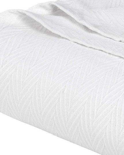 King White Cotton Woven Chevron Blanket