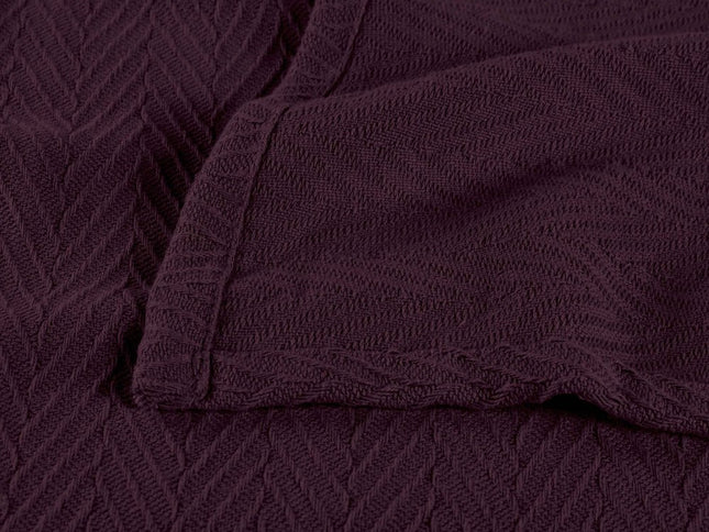 Twin Plum Cotton Woven Chevron Blanket