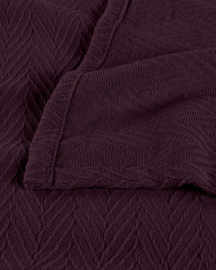Twin Plum Cotton Woven Chevron Blanket