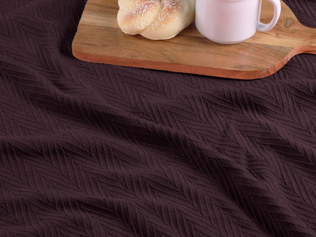 Twin Plum Cotton Woven Chevron Blanket