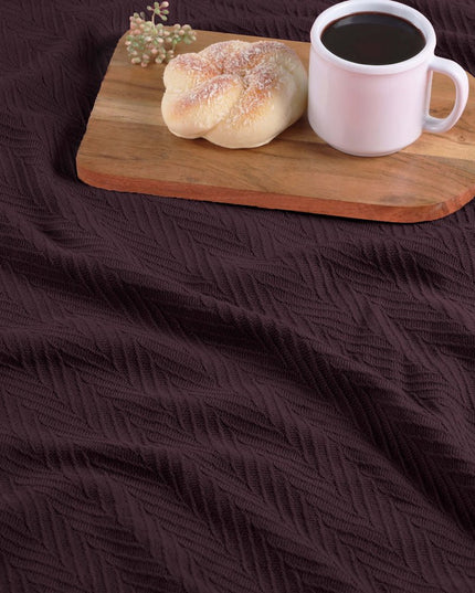 Twin Plum Cotton Woven Chevron Blanket
