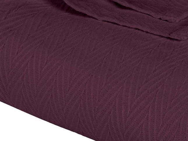 Twin Plum Cotton Woven Chevron Blanket