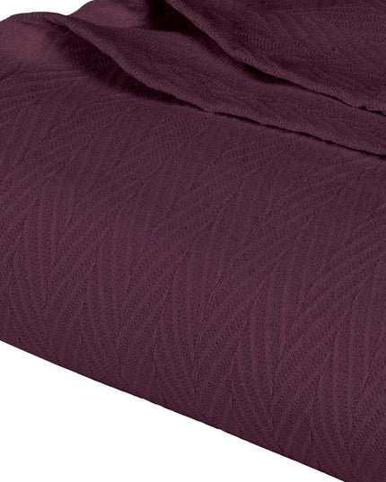 Twin Plum Cotton Woven Chevron Blanket
