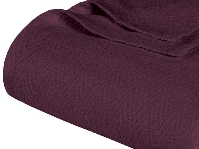 Twin Plum Cotton Woven Chevron Blanket