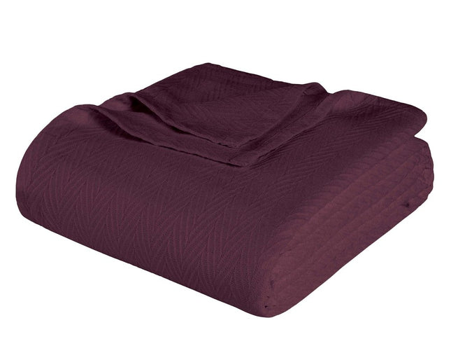 Twin Plum Cotton Woven Chevron Blanket