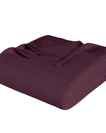 Twin Plum Cotton Woven Chevron Blanket