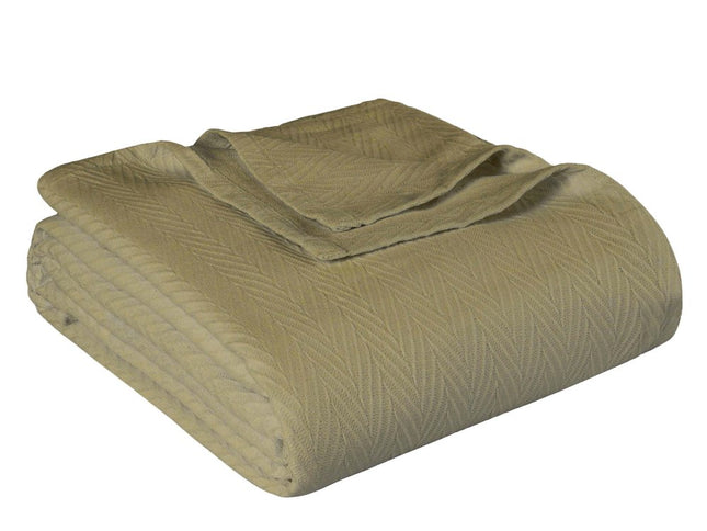 Twin Sage Cotton Woven Chevron Blanket