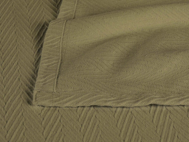 Twin Sage Cotton Woven Chevron Blanket