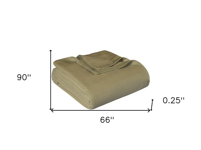 Twin Sage Cotton Woven Chevron Blanket