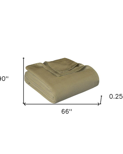 Twin Sage Cotton Woven Chevron Blanket