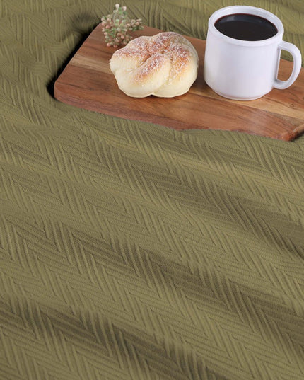 Twin Sage Cotton Woven Chevron Blanket