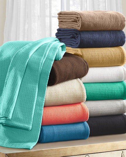 King Turquoise Cotton Waffle Weave Honeycomb Blanket
