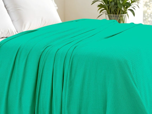 King Turquoise Cotton Waffle Weave Honeycomb Blanket