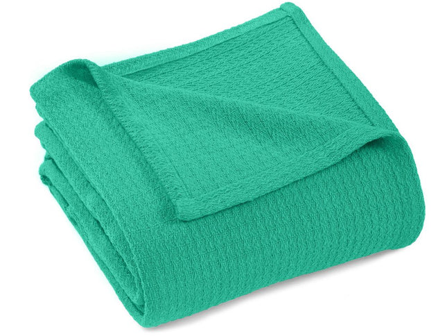 King Turquoise Cotton Waffle Weave Honeycomb Blanket