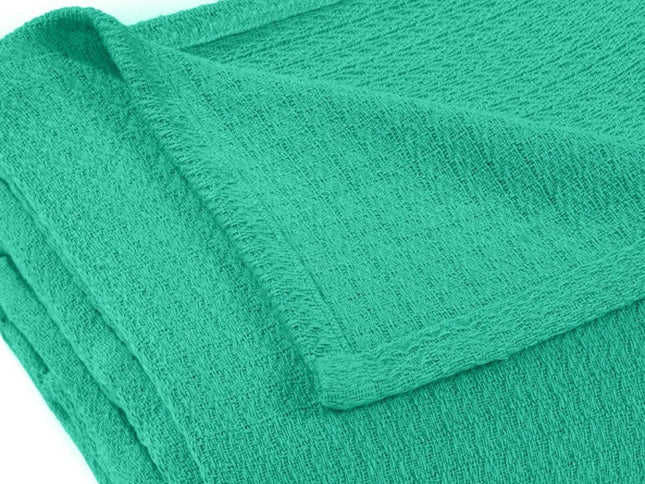 King Turquoise Cotton Waffle Weave Honeycomb Blanket