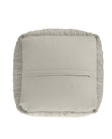 18" Gray and Natural Cotton And Jute Cube Pouf Ottoman