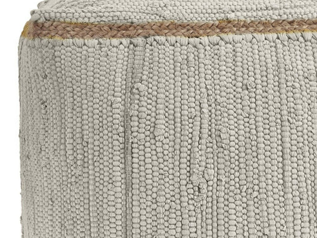 18" Gray and Natural Cotton And Jute Cube Pouf Ottoman