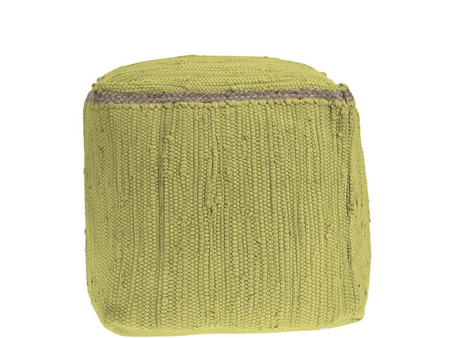 18" Gray and Natural Cotton And Jute Cube Pouf Ottoman