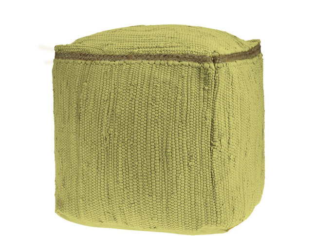 18" Gray and Natural Cotton And Jute Cube Pouf Ottoman