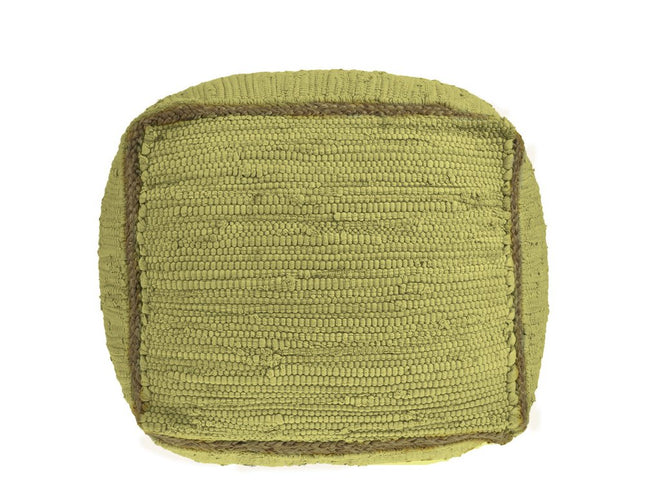 18" Gray and Natural Cotton And Jute Cube Pouf Ottoman