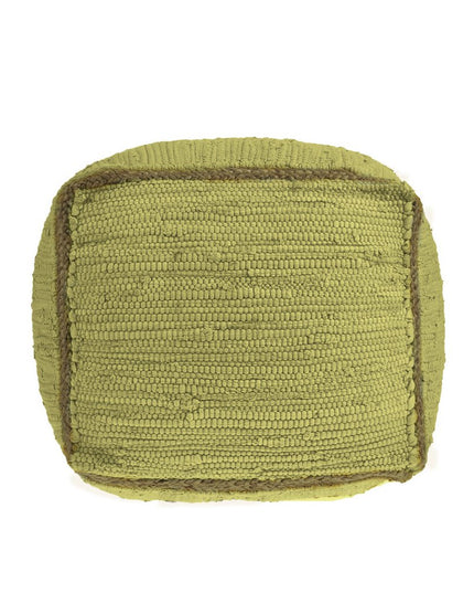 18" Gray and Natural Cotton And Jute Cube Pouf Ottoman