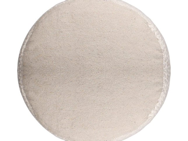 18" Off White And Navy Blue Jute Blend Cylinder Striped Pouf Ottoman