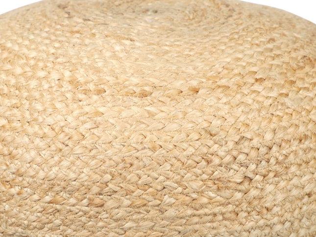 18" Natural And Navy Blue Jute Blend Cylinder Striped Pouf Ottoman
