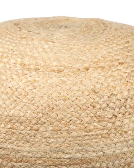 18" Natural And Navy Blue Jute Blend Cylinder Striped Pouf Ottoman