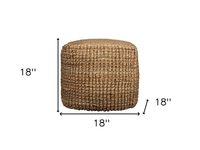18" Natural Jute Blend Cube Pouf Ottoman