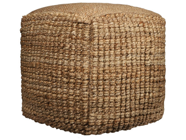 18" Natural Jute Blend Cube Pouf Ottoman