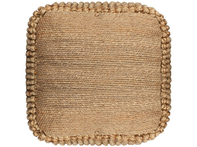 18" Natural Jute Blend Cube Pouf Ottoman